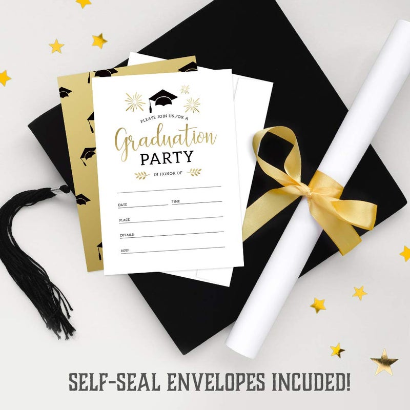 Hat Acrobat 2025 Graduation Party Invitations with Envelopes Graduation Party Announcement Cards for High School or College, 25 Pack (25) - Image 3
